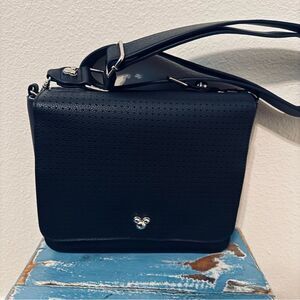 Disney Pin Traders Crossbody Bag in Black and Silver Mickey Mouse Icon